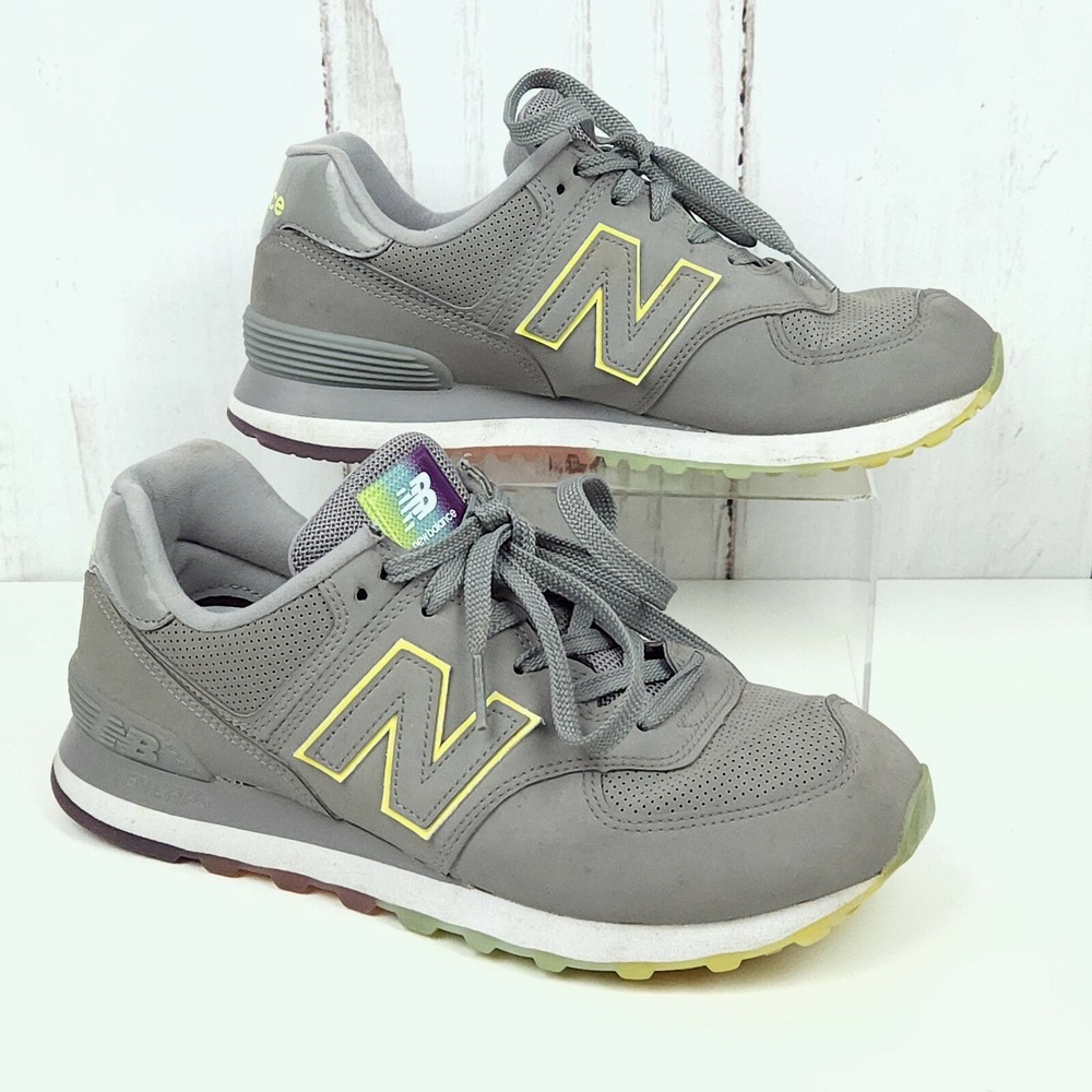 New Balance 574 Outer Glow Gray Yellow Sneakers WL574SOM Womens 9 B